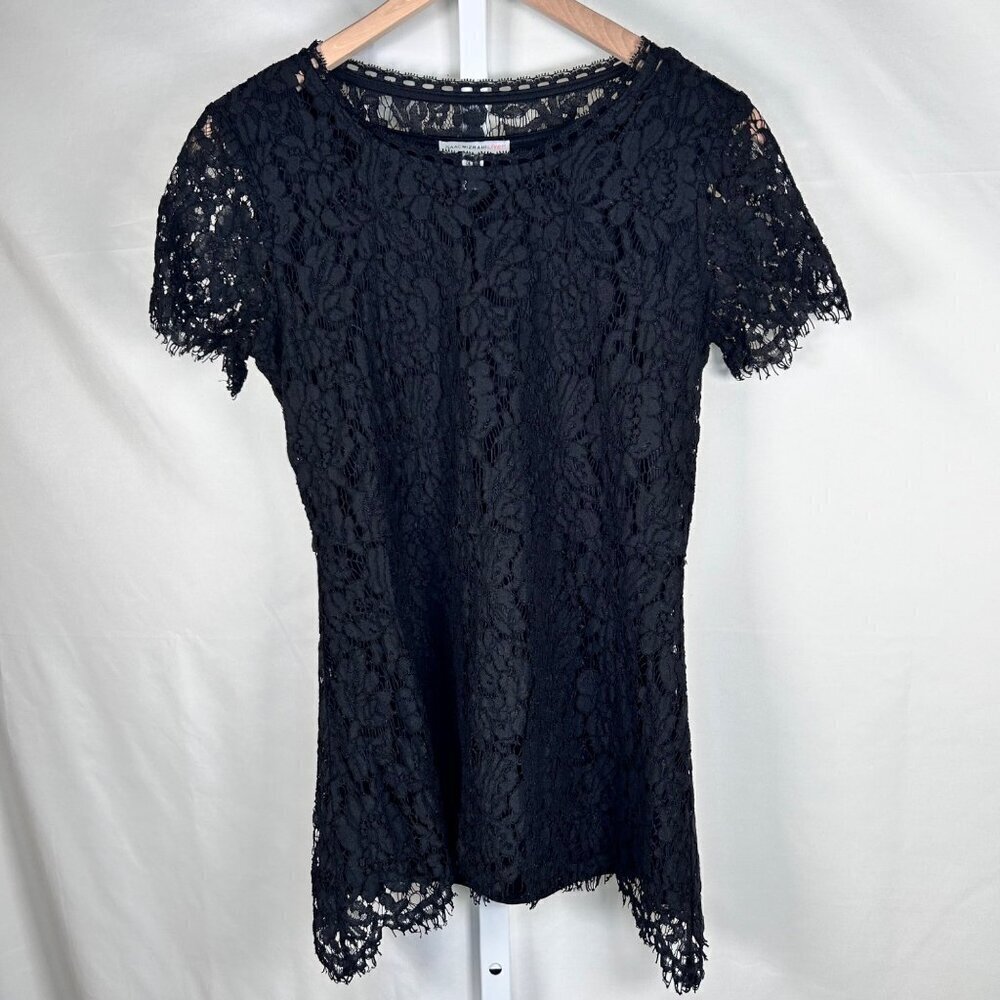 Isaac Mizrahi Whimsygoth Small Lace Blouse Black Lined Office